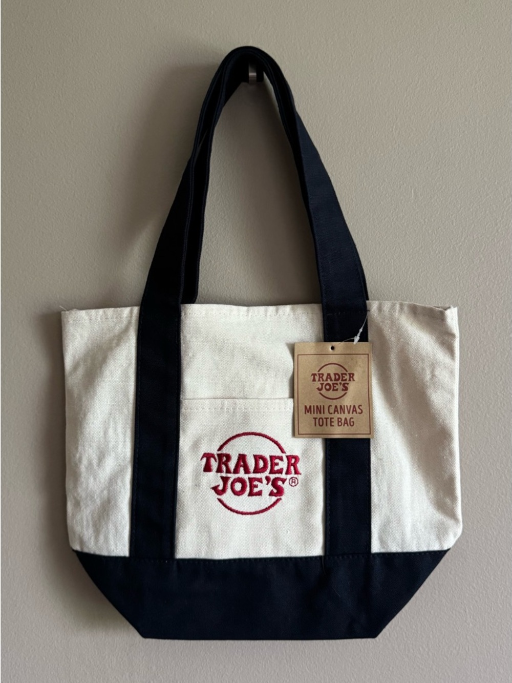 Trader Joe’s Mini Navy Blue Canvas Tote Bag, New with tags